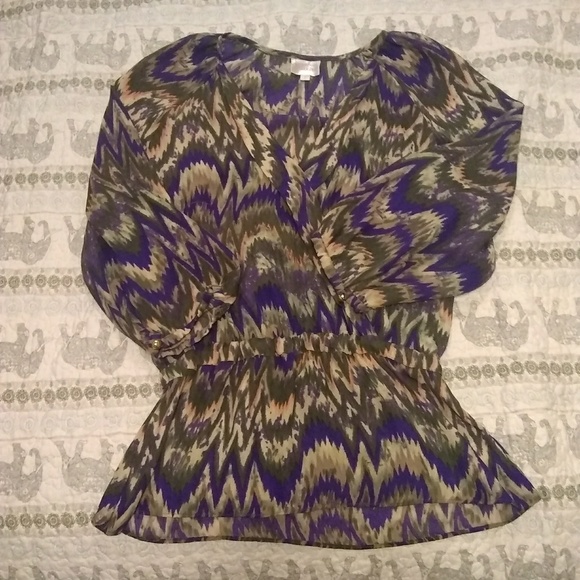 Parker Chevron 3/4 sleeve wrap front blouse - Picture 4 of 6